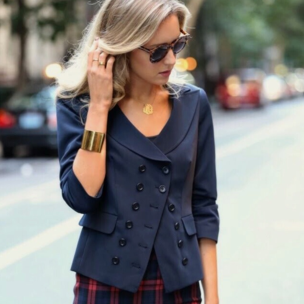 VINTAGE Elizabeth and James blazer - black, double breasted, ruched sleeves - Picture 6 of 16